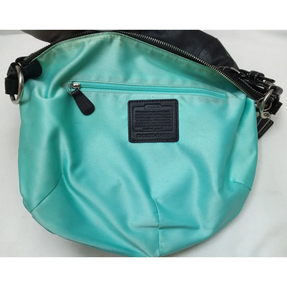 Coach Chelsea Black Leather Pocket Zipper Closure Hobo Shoulder Bag